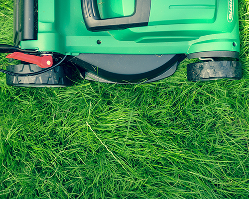 Aerial view of lawnmower in long grass