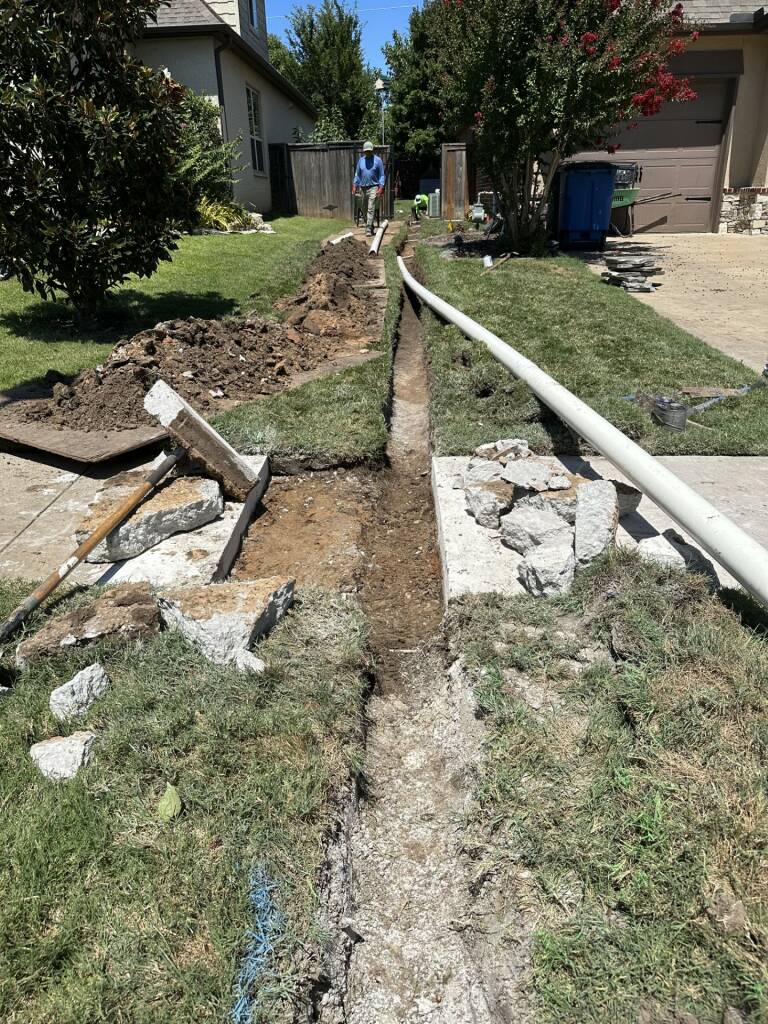 yard drainage work being done